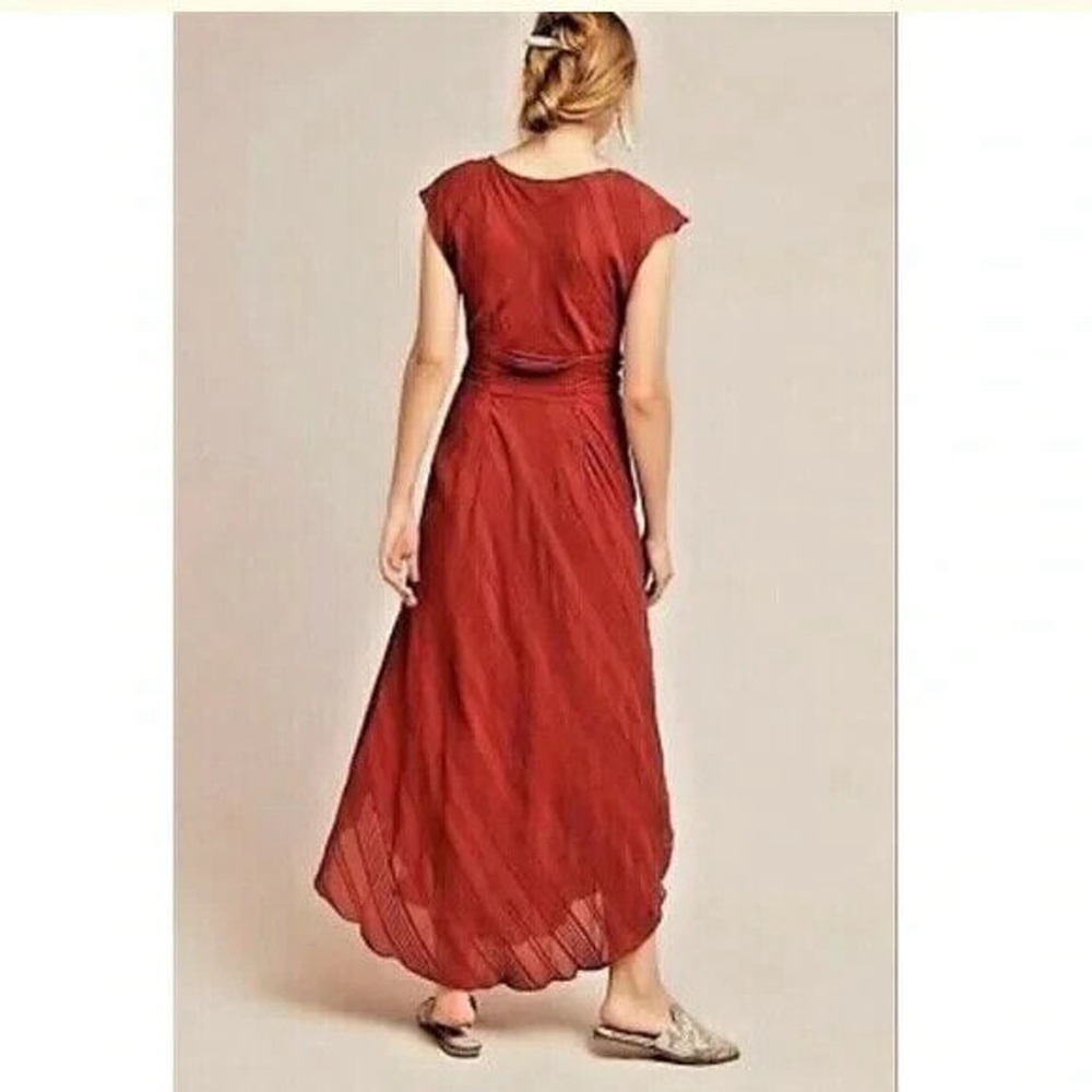 Anthropologie Moulinette Soeurs Guinevere Belted Boho Maxi Orange Dress Size 2P - Picture 3 of 16